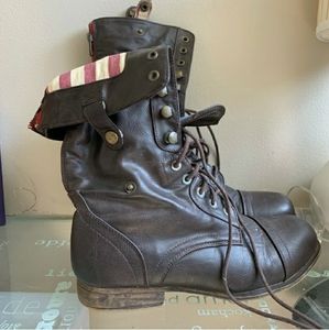 Brown Vegan Leather Combat boots